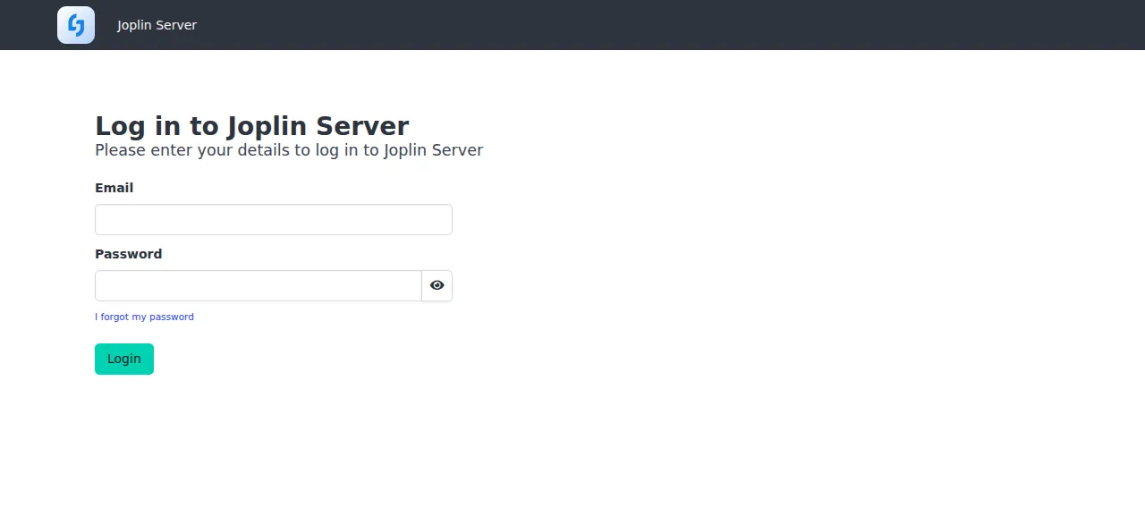 The Joplin Server login page