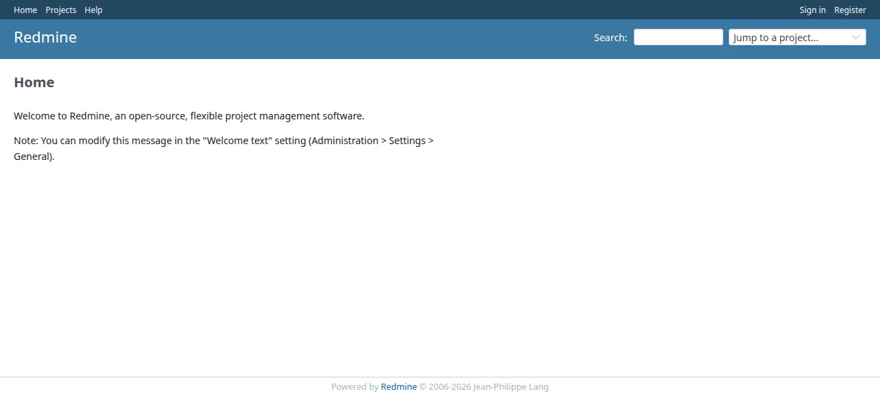 The Redmine home page